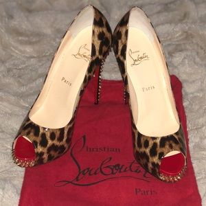NVPS Animal Print Red Sole Pump, Brown
